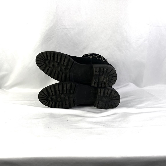 STUART WEITZMAN  BLACK LEATHER BOOTS STUDS SLOUCHY SLIP ON BOOT PULL ON BOOT 5.5 - Picture 10 of 14